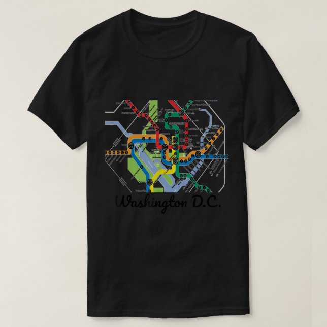 Camiseta Mapa del Metro de Washington DC (Diseño del anverso)