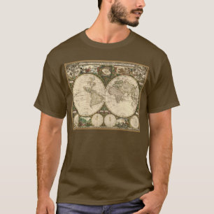 Camiseta Mapa del mundo 1660 de la antigüedad de Frederick