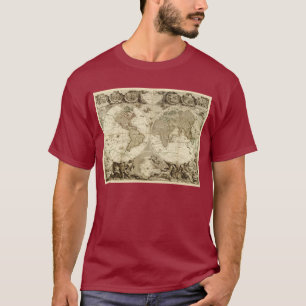Camiseta Mapa del mundo 1708 de Jean Baptiste Nolin