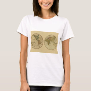 Camiseta Mapa del mundo 1786 de la antigüedad de Guillermo