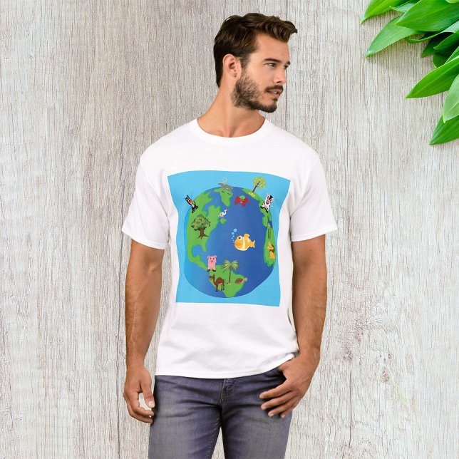 Camiseta Mapa del mundo animal Ilustracion de vida salvaje (Subido por el creador)