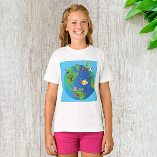 Camiseta Mapa del mundo animal Ilustracion de vida salvaje