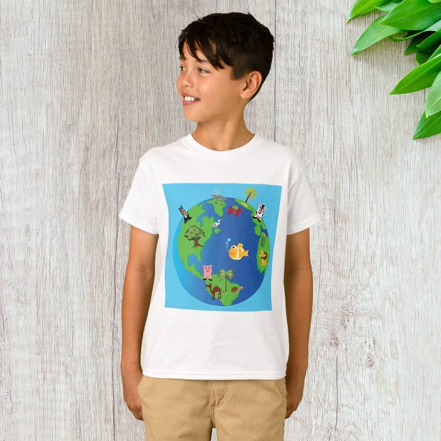 Camiseta Mapa del mundo animal Ilustracion de vida salvaje (Subido por el creador)
