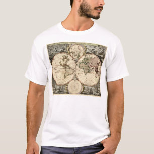 Camiseta Mapa del mundo antiguo de Nicolao Visscher, circa