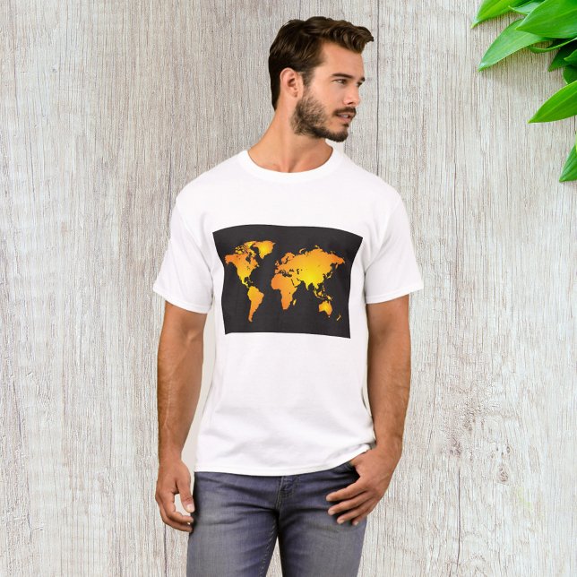 Camiseta Mapa del mundo brillante en Naranja y amarillo (Subido por el creador)