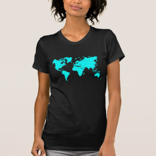 Camiseta Mapa del mundo - cian