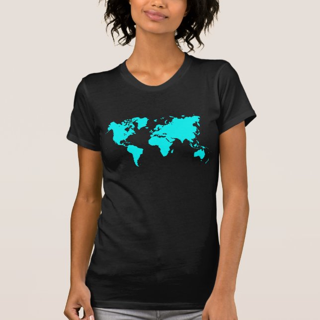 Camiseta Mapa del mundo - cian (Anverso)