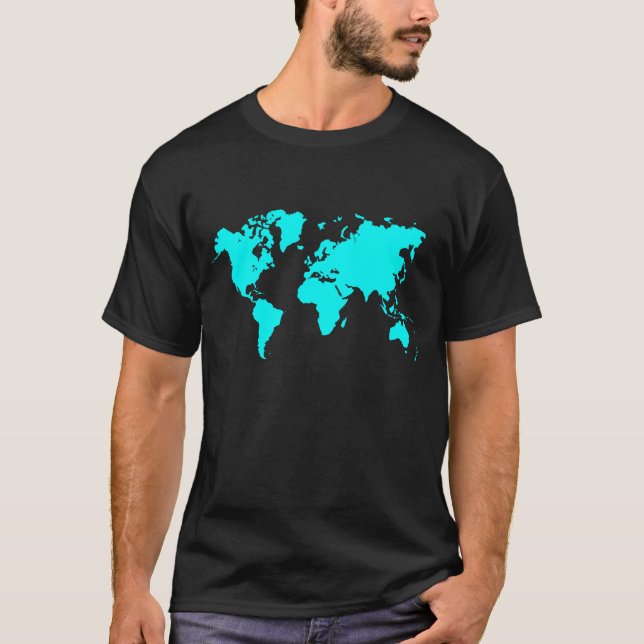 Camiseta Mapa del mundo - cian (Anverso)