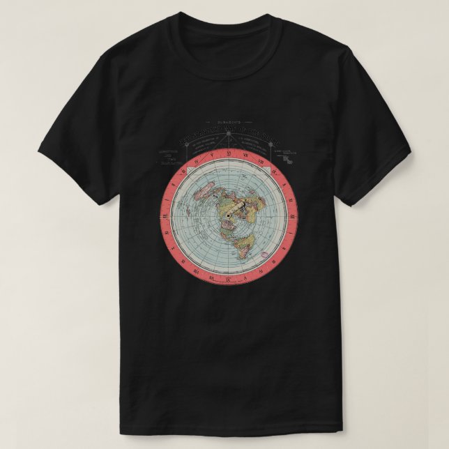 Camiseta Mapa del mundo de la sociedad de la Tierra plana (Diseño del anverso)