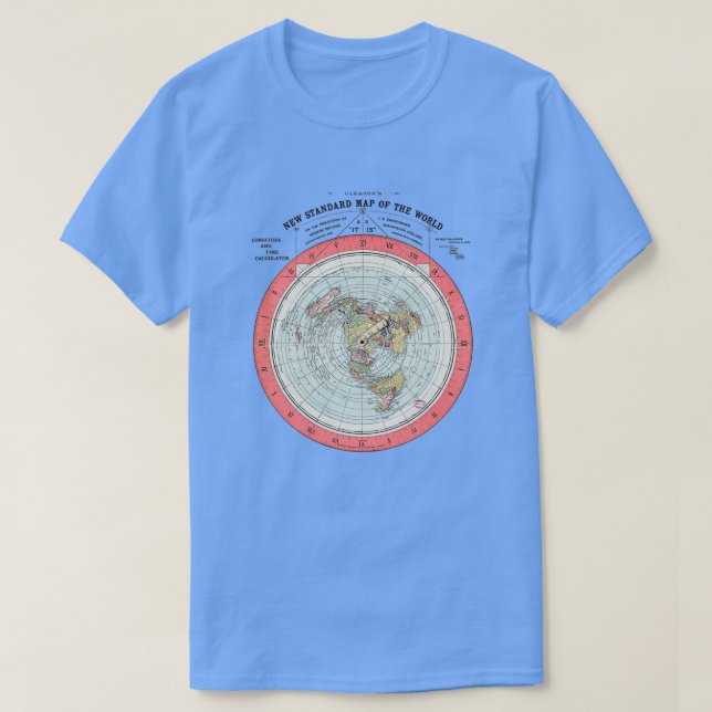 Camiseta Mapa del mundo de la sociedad de la Tierra plana (Diseño del anverso)
