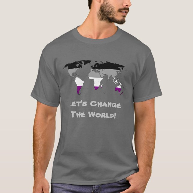 Camiseta Mapa del mundo del mapa del orgullo de la asexuali (Anverso)