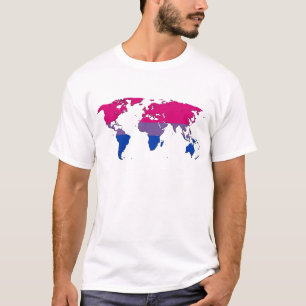 Camiseta Mapa del mundo del orgullo de la bisexuales