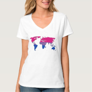 Camiseta Mapa del mundo del orgullo de la bisexuales T-Shir