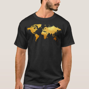 Camiseta Mapa del mundo del oro de la marina