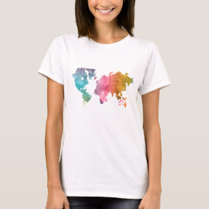 Camiseta Mapa del mundo geométrico moderno y colorido