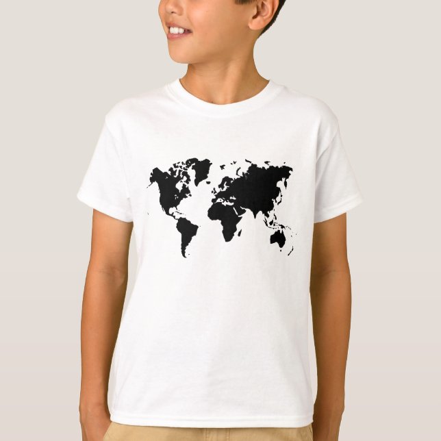 Camiseta Mapa del mundo - Negro (Anverso)