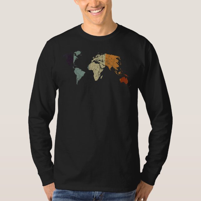 Camiseta Mapa del mundo retro de travesía por país (Anverso)
