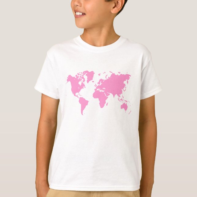 Camiseta Mapa del mundo - Rosa (Anverso)