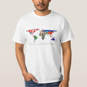 Camiseta Mapa del mundo señalado por medio de una bandera