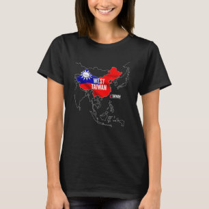 Camiseta Mapa del oeste de Taiwán China Amo la bandera taiw