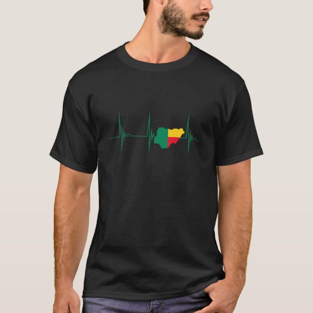Camiseta Mapa del Orgullo Beninés Mapa del Corazón de Bande (Anverso)