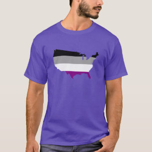 Camiseta Mapa del orgullo de la asexualidad estadounidense 