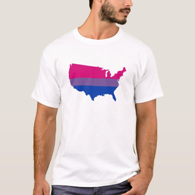 Camiseta Mapa del orgullo de la bisexualidad estadounidense (Anverso)