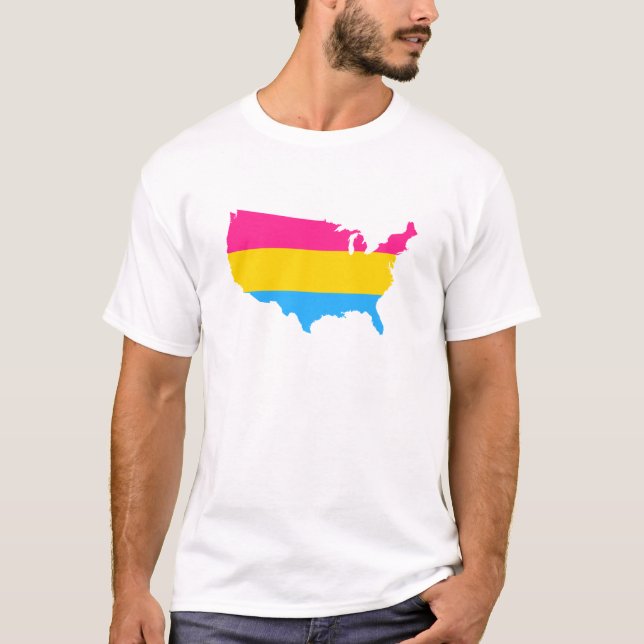 Camiseta Mapa del orgullo de la pansexualidad estadounidens (Anverso)