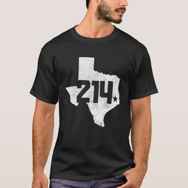Camiseta Mapa del orgullo del código de área 214 del condad (Anverso)