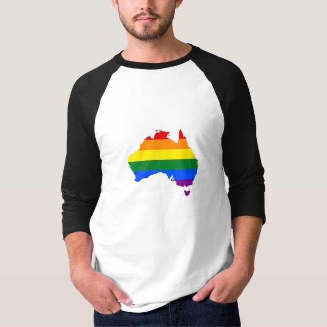 Camiseta Mapa del orgullo LGBT arcoiris de Australia (Anverso)