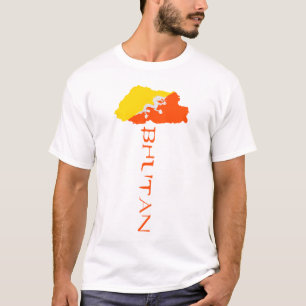 Camiseta Mapa del país de Bután Bandera