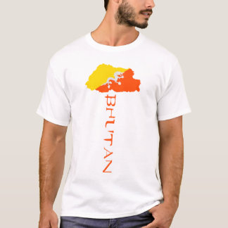 Camiseta Mapa del país de Bután Bandera