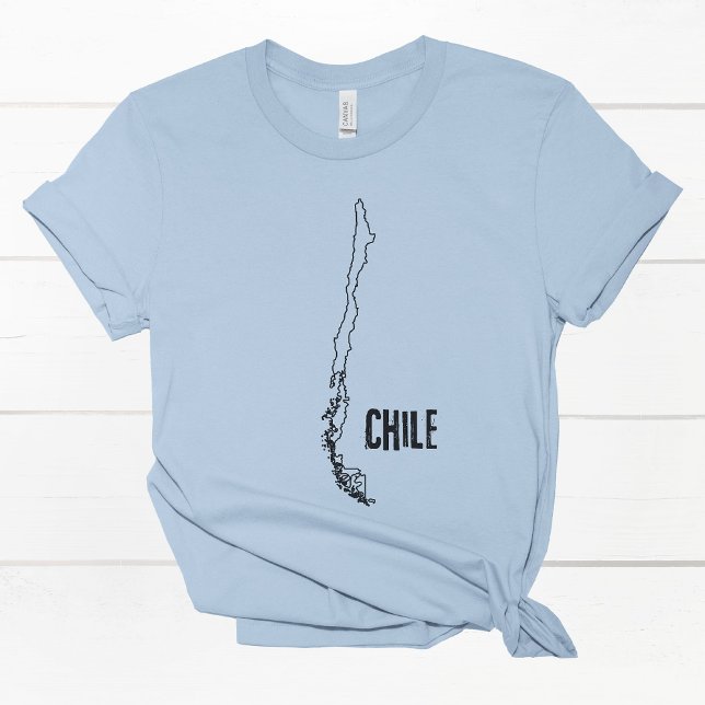 Camiseta Mapa del país de Chile Esbozo de frontera nacional (Subido por el creador)