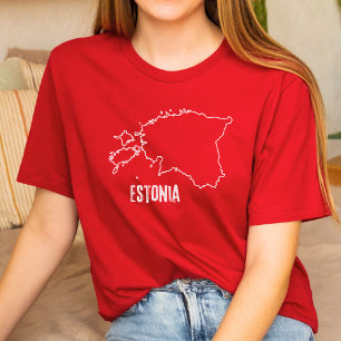 Camiseta Mapa del país de Estonia Esbozo de la Línea Nacion