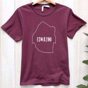 Camiseta Mapa del país de Eswatini Esbozo de la línea de Su