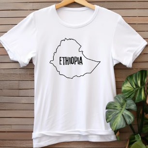 Camiseta Mapa del país de Etiopía que describe el área de l
