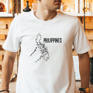 Camiseta Mapa del país de Filipinas Esbozar frontera