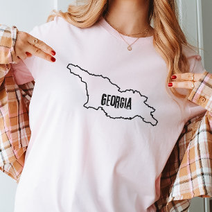 Camiseta Mapa del país de Georgia Esbozo de la línea fronte