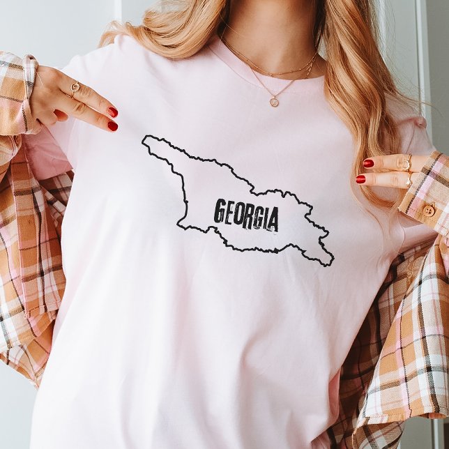 Camiseta Mapa del país de Georgia Esbozo de la línea fronte (Subido por el creador)