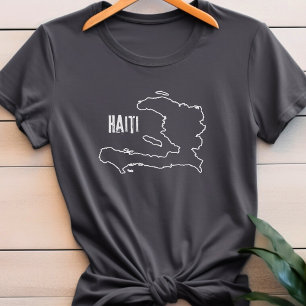 Camiseta Mapa del país de Haití Frontera Esbozo de frontera