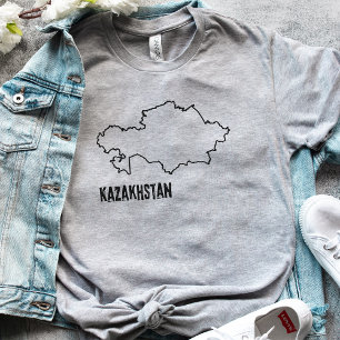 Camiseta Mapa del país de Kazajistán Línea fronteriza nacio