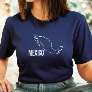 Camiseta Mapa del país de México Contorno del borde del lím