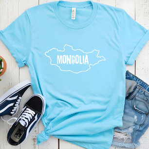 Camiseta Mapa del país de Mongolia Línea de contorno de la 