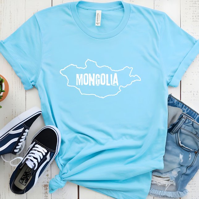 Camiseta Mapa del país de Mongolia Línea de contorno de la  (Subido por el creador)