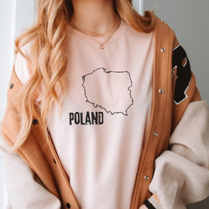Camiseta Mapa del país de Polonia Línea fronteriza terrestr