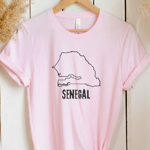 Camiseta Mapa del país de Senegal Línea fronteriza senegale