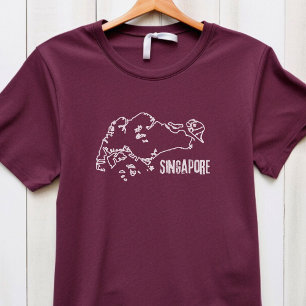 Camiseta Mapa del país de Singapur Línea fronteriza singapu