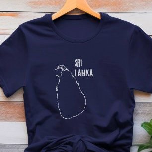 Camiseta Mapa del país de Sri Lanka Línea de forma Frontera