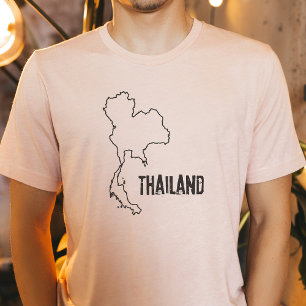 Camiseta Mapa del país de Tailandia Línea fronteriza tailan