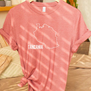 Camiseta Mapa del país de Tanzania Forma de línea fronteriz